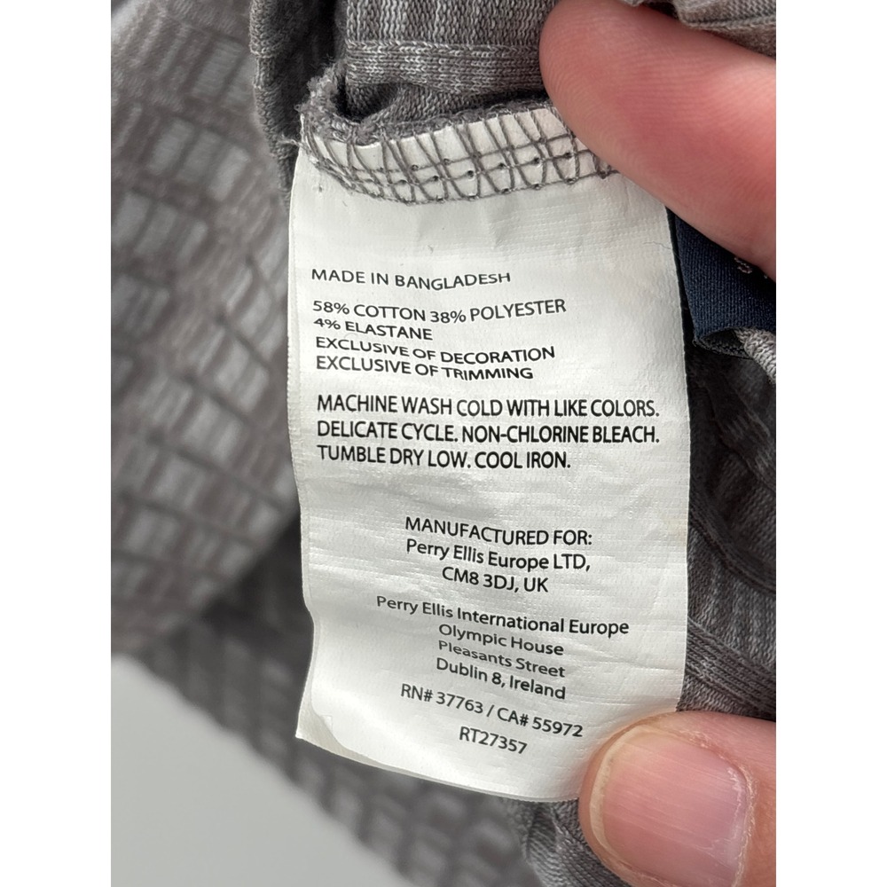 Perry Ellis Men Stretch Golf Polo Shirt Gray Textured Short Sleeve Zip Neck S - Picture 6 of 6